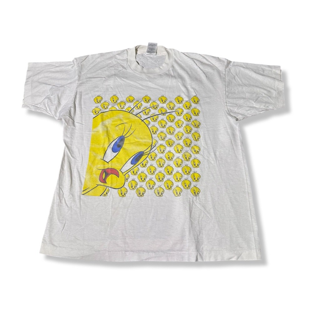 Looney Tunes VTG T-Shirt Mens XL White Excellent Tweety Bird Graphic Print Y2K